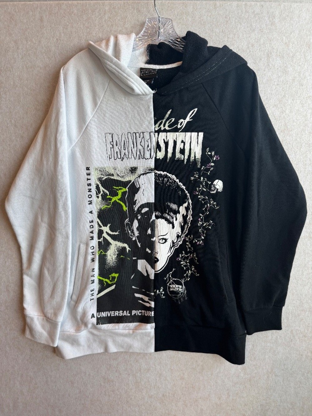 Universal Studios Monsters Bride Frankenstein Split Hoodie Black White M Horror